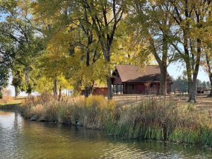 View of twelve person cabins that face Mill Creek Lake 